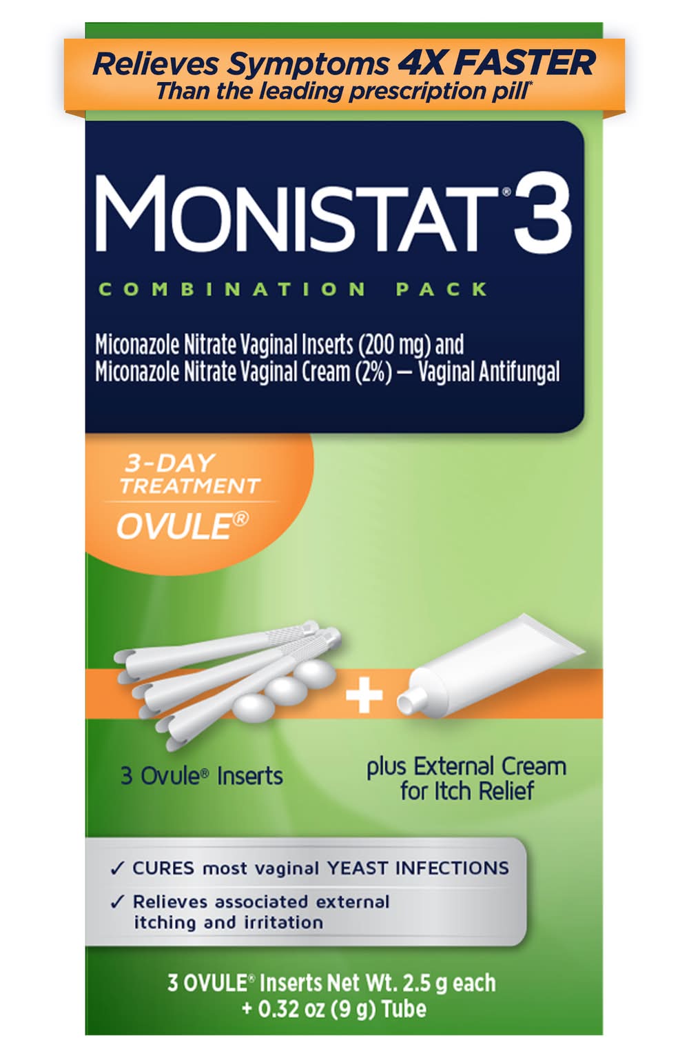 Monistat Vaginal Antifungal 3 Day Treatment Combination pack (0.58 oz, 3 ct)