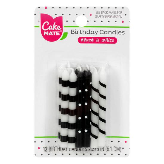 Cake Mate Black & White Birthday Candles (12 ct)