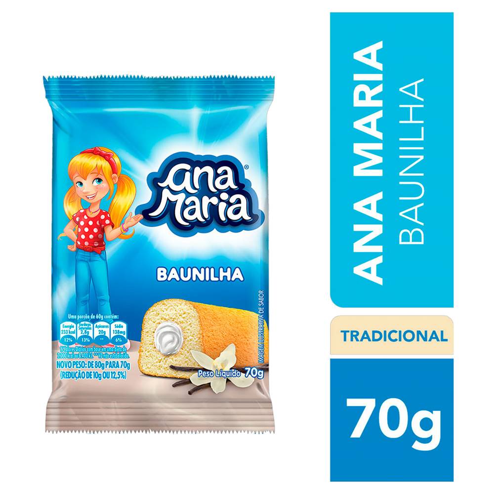 Ana maria bolinho de baunilha com recheio de baunilha (70 g)