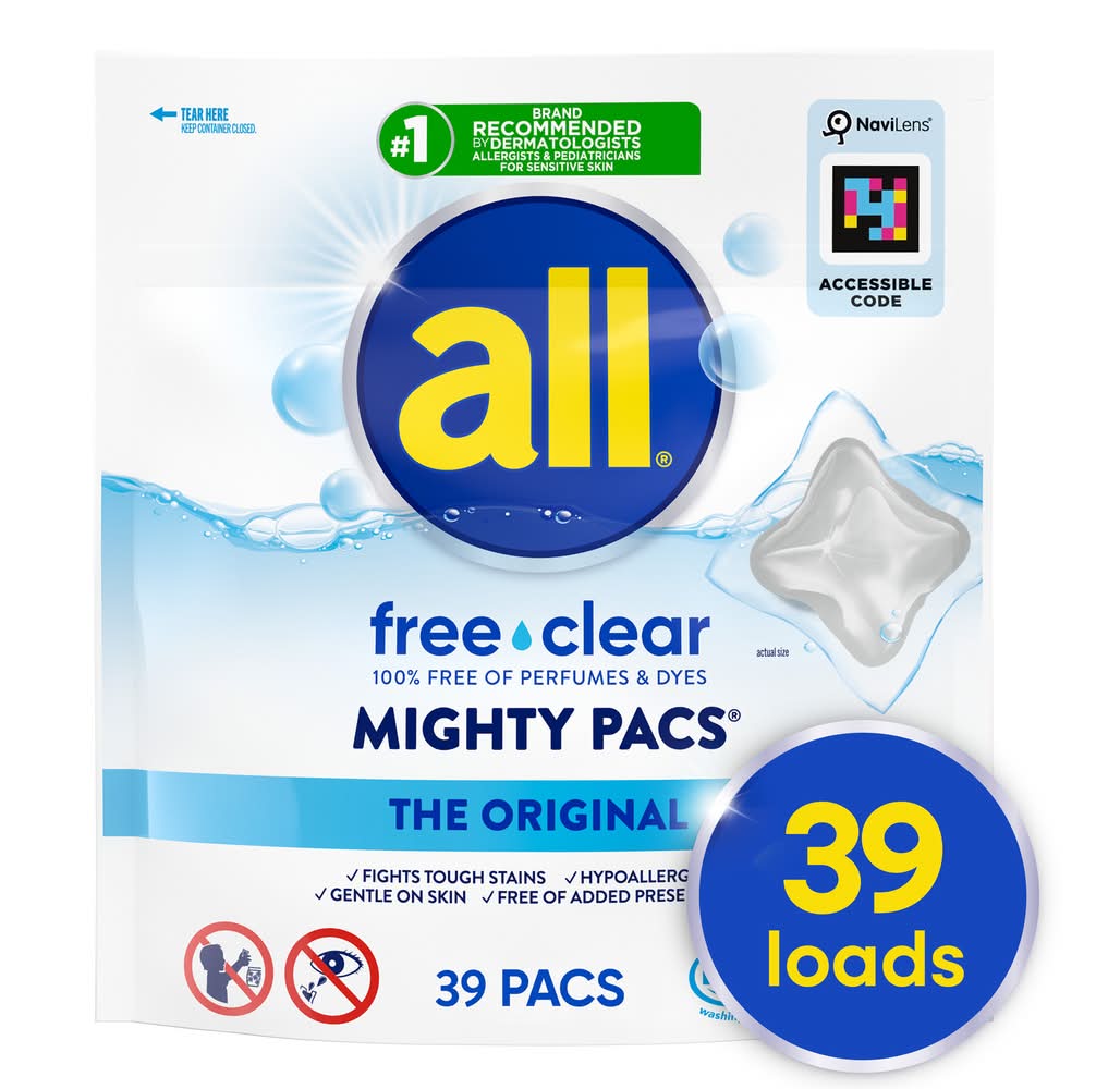 All Free & Clear Mighty Pacs Laundry Detergent (25.8 oz, 39 ct)
