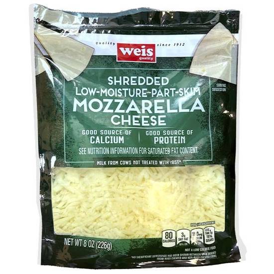 Weis Quality Cheese Mozzarella Part Skim Shredded