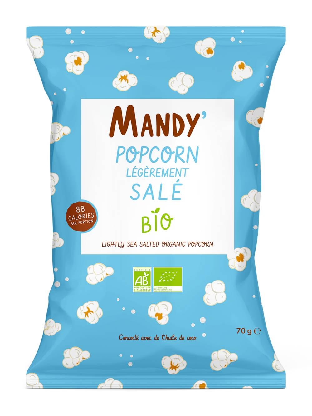 Mandy' - Popcorn légèrement bio, salé (70g)