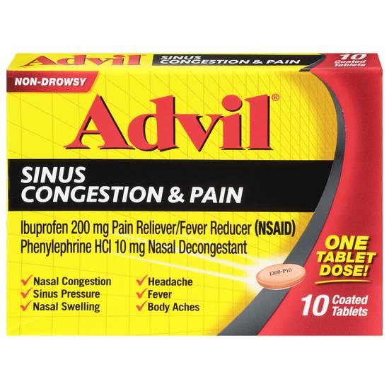 Advil Ibuprofen Sinus Congestion and Pain Reliever Tablets