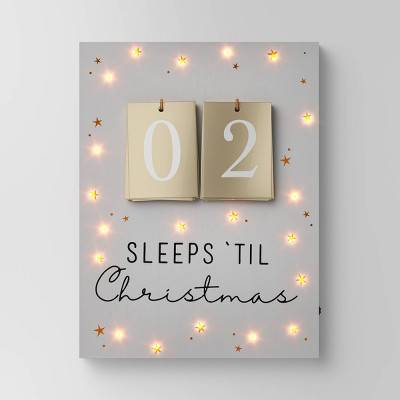 18.7" Lit 'Sleeps 'til Christmas' Wood Countdown Sign Cream - Wondershop™