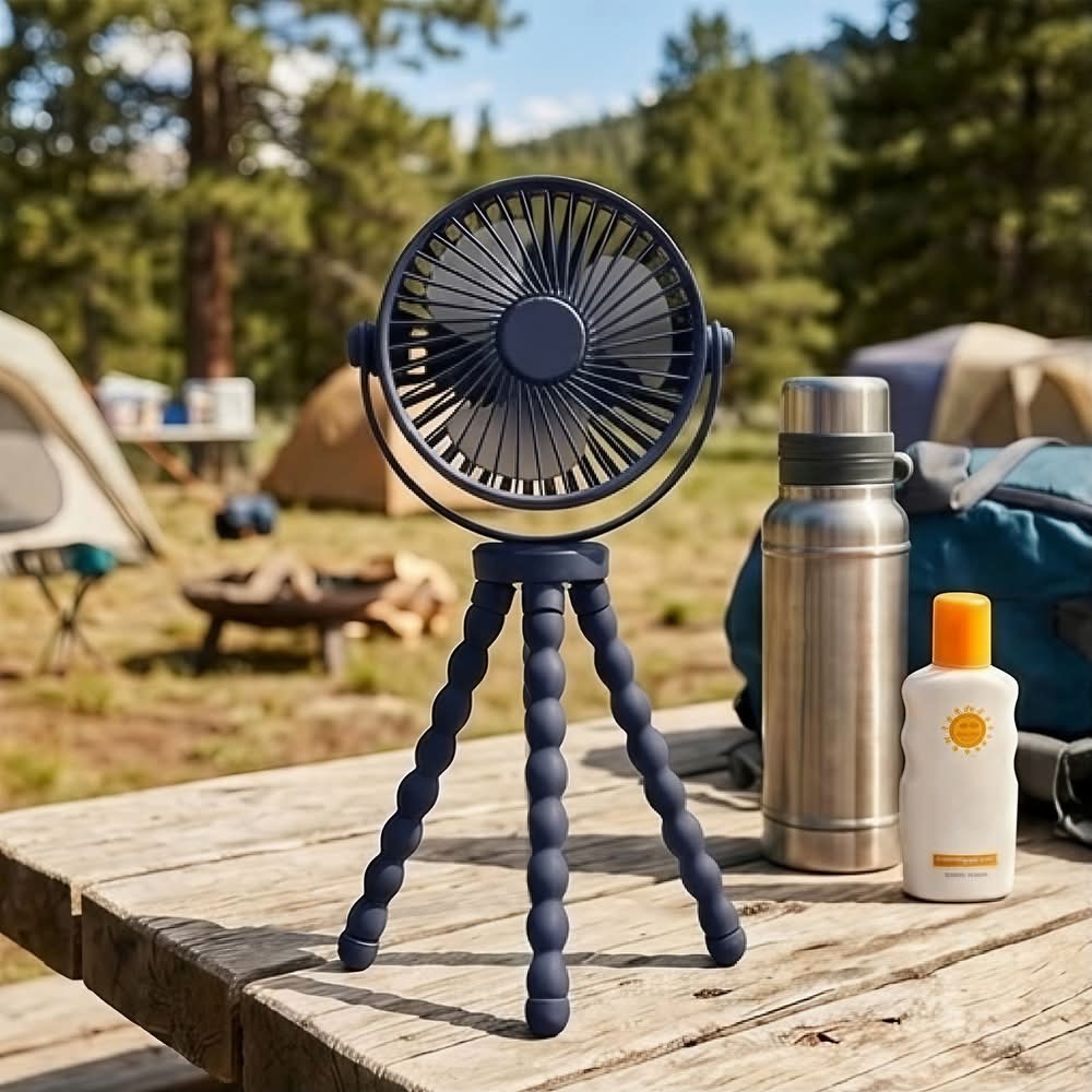Lowe's Essentials 5-in Indoor/Outdoor Personal Fan, USB Powered, in Blue