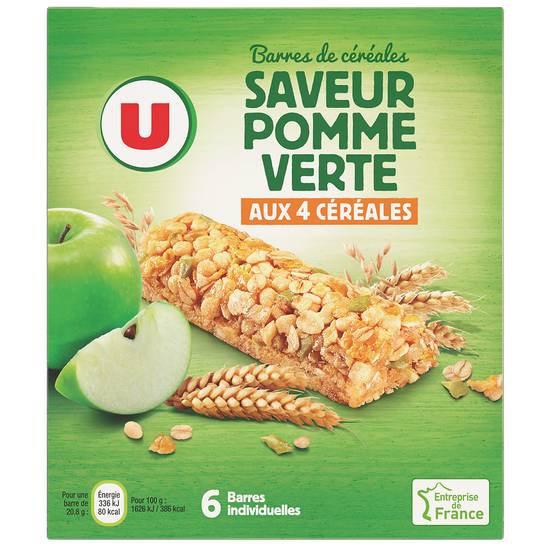 U - Barres de céréales saveur pomme verte  (6 pièces)