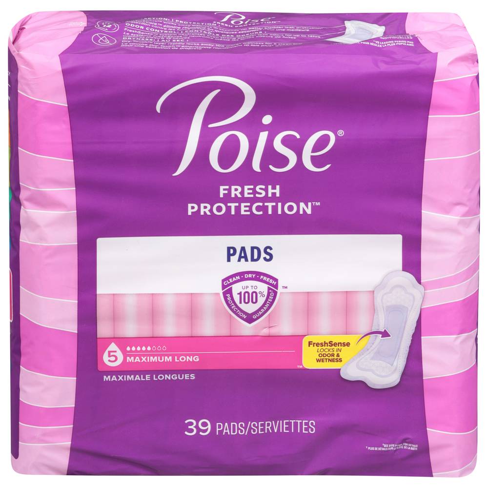 Poise Long Length Maximum Absorbency Pads (39 ct)