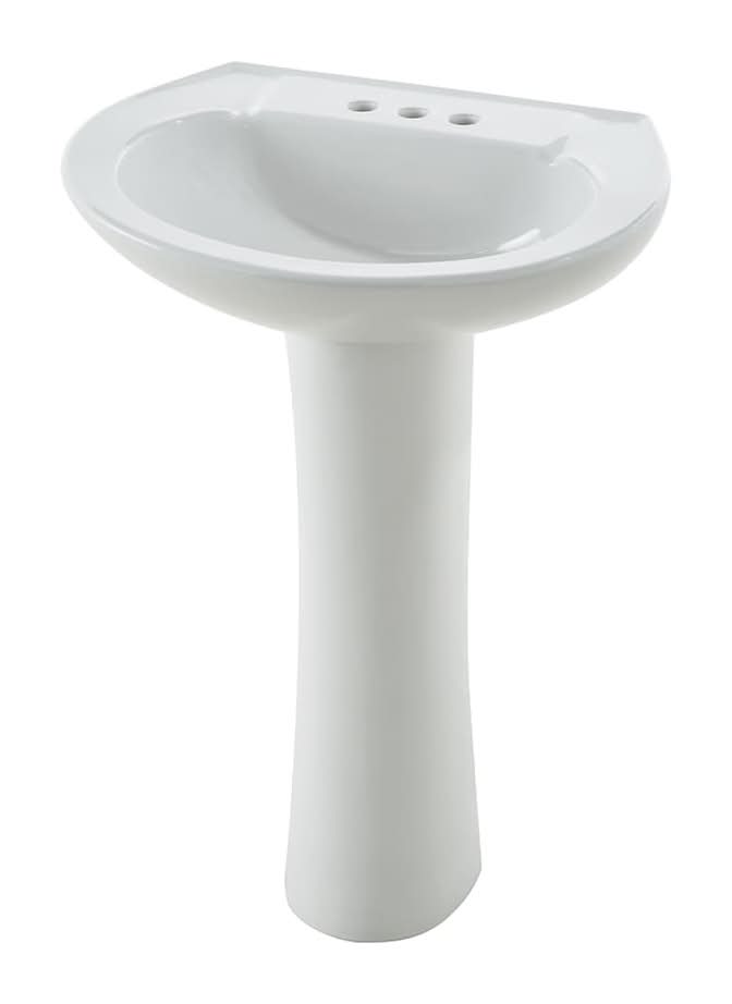 Project Source Alexa Vitreous china Traditional White Pedestal Sink Combo ( 18.125-in x 22.64-in x 33.6875-in