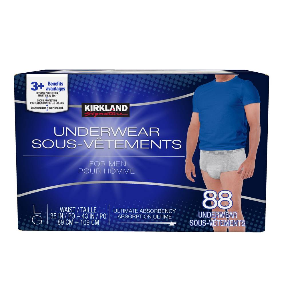 Kirkland Signature Men'S Protective Underwear, Large, 88-Pack