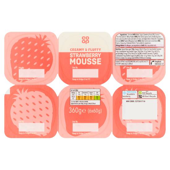 Co-Op Strawberry Mousse 6x60g