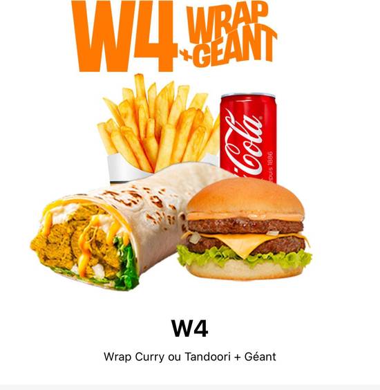 W4 - Wrap (curry ou tandoori) + Géant