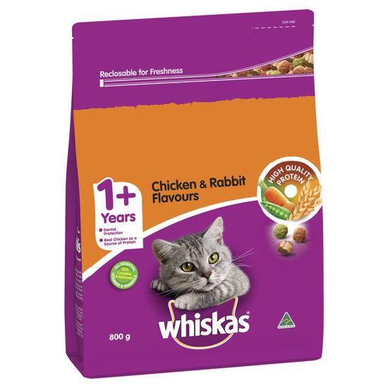 Whiskas Chicken and Rabbit Adult Dry Cat Food 800g