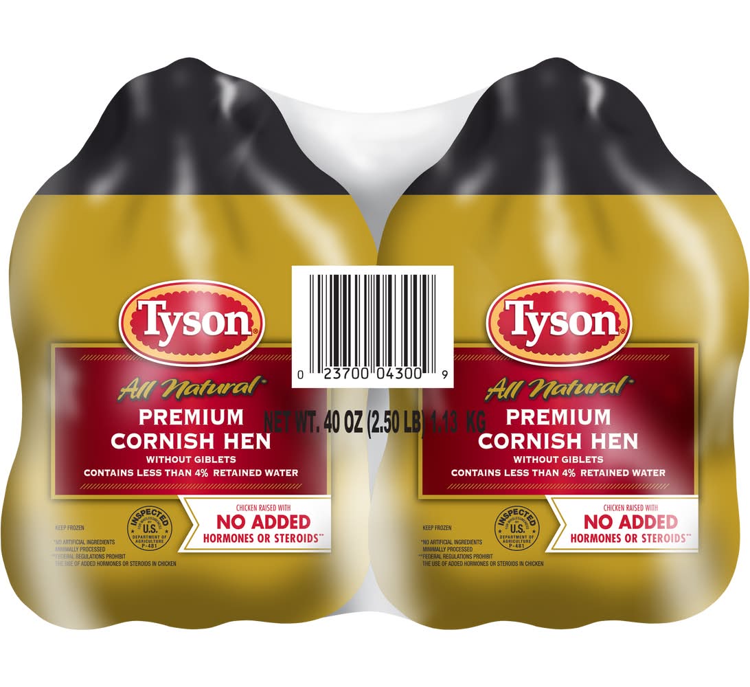 Tyson All Natural Premium Cornish Hen (80 oz, 2 ct)