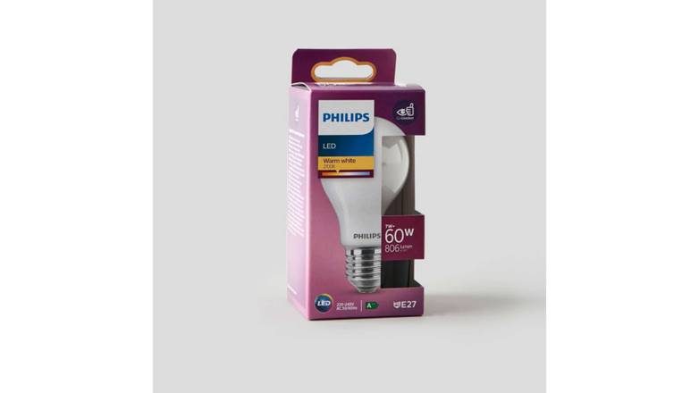Philips Ampoule LED standard E27 7W-60W blanc chaud L'unité
