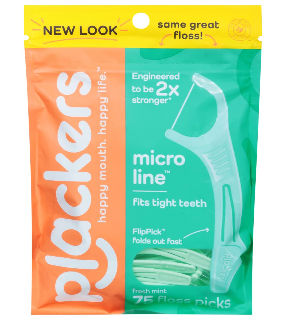 Plackers Micro Mint Freshness Breath Dental Flossers (2.7 oz, 75 ct)