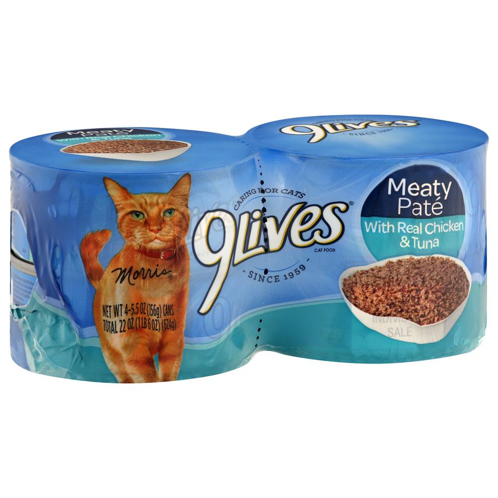 9Lives Meaty Paté With Real Chicken & Tuna Wet Cat Food (22 oz, 4 ct)