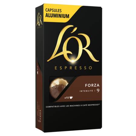 Café capsules Compatibles Nespresso forza intensité 9 L'OR ESPRESSO - la boite de 10 capsules