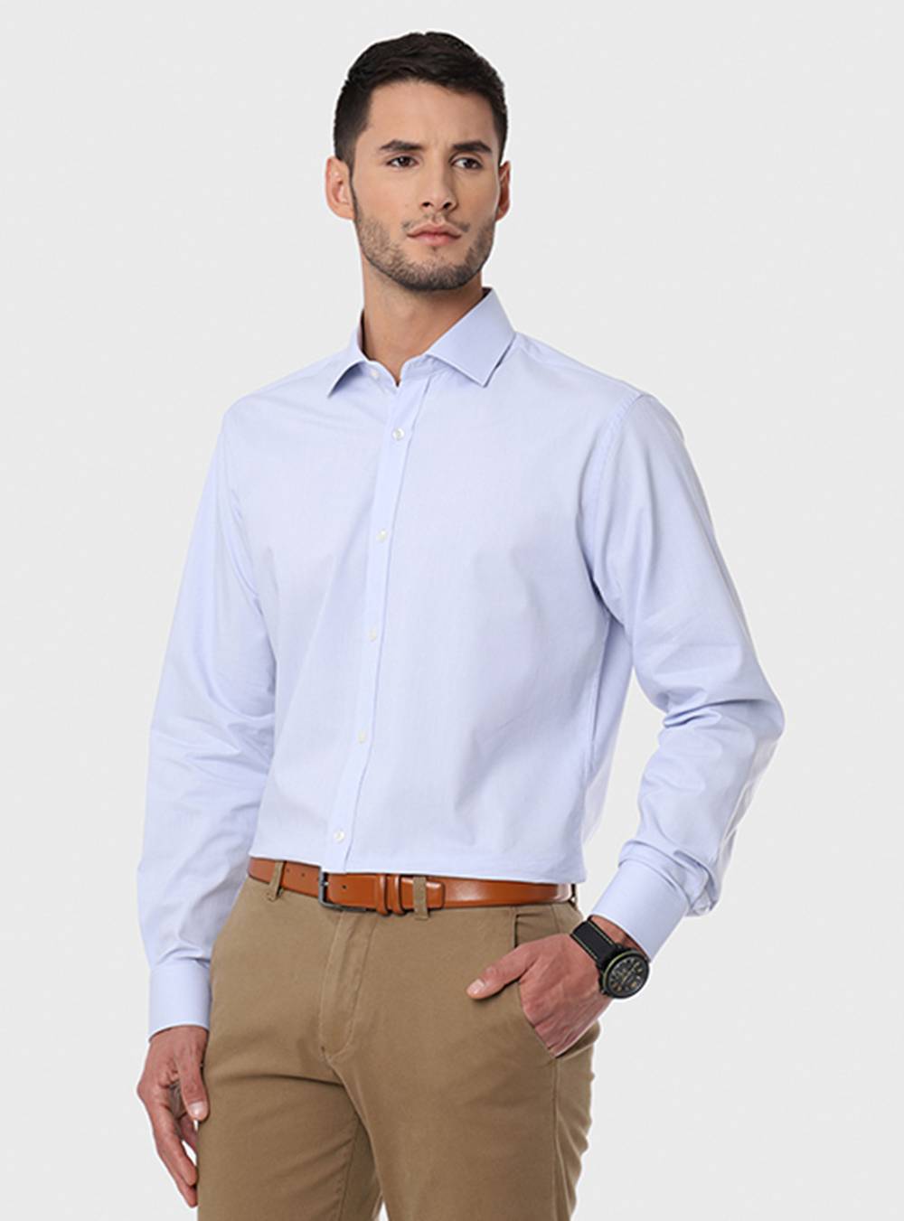 Arrow camisa formal spandex texturada (color: gris. talla: m | 16" | cuello 40 cm | mangas 33/34)