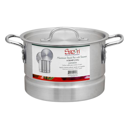 Sazon 8 Quarts Aluminum Stock Pot With Steamer