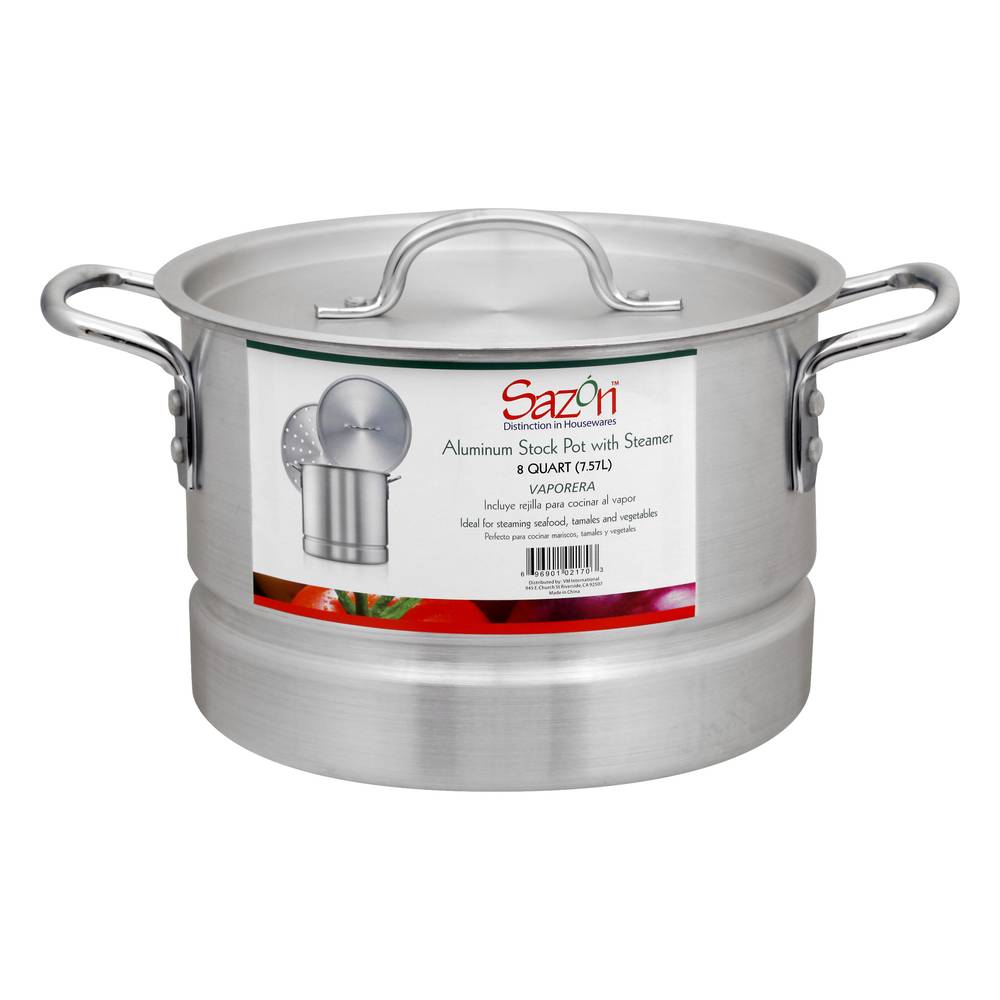 Sazón 8 Quarts Aluminum Stock Pot With Steamer