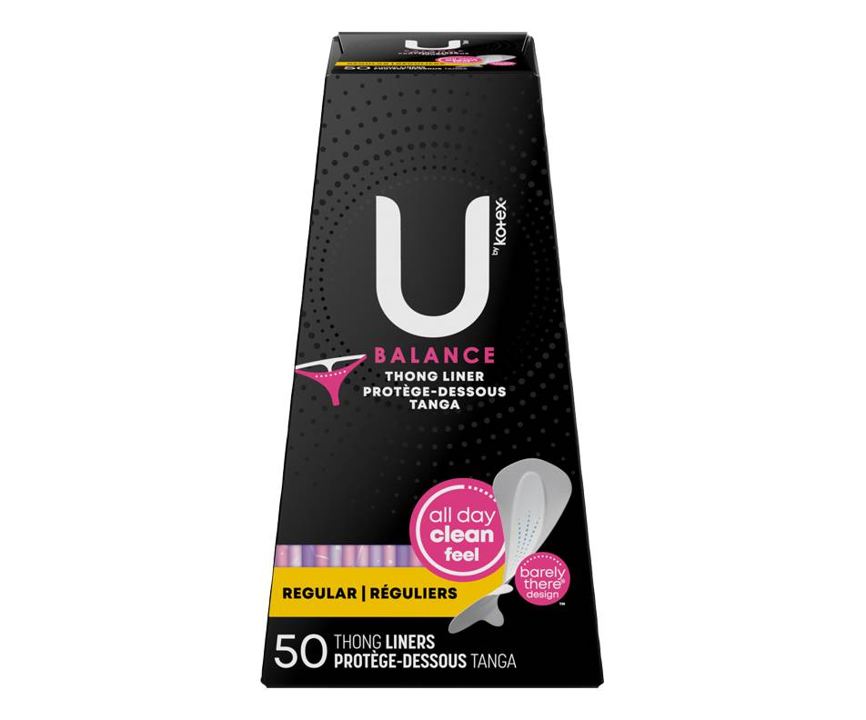 U by kotex protège-dessous régulière thong liner sans parfum (50 unités) (femmes)