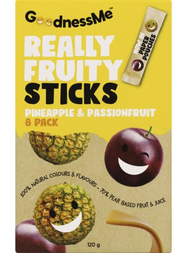 Goodness Me Fruit Sticks, Pineapple-Passionfruit (120g, 8 pack)