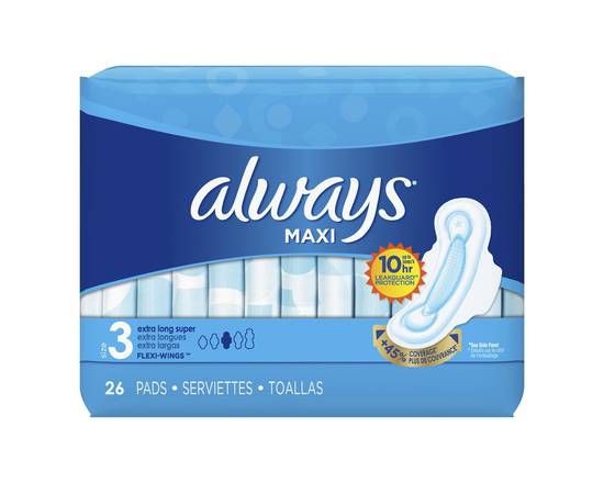Always · Maxi Extra Long Super Pads with Wings (26 pads)