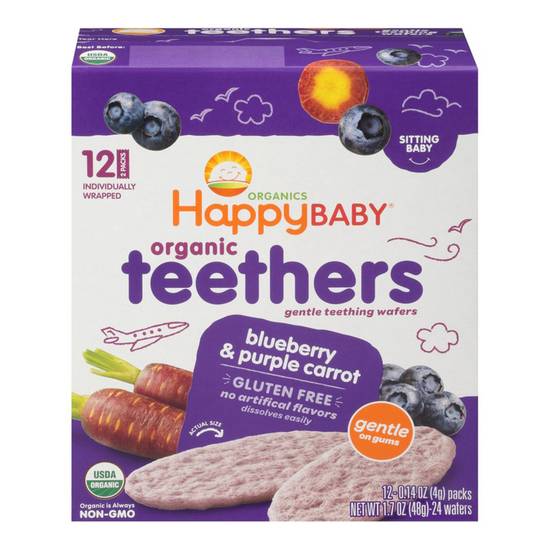 Happy Baby Organic Blueberry & Purple Carrot Gentle Teethers 12ct