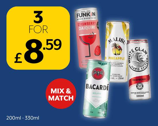 Pre mixed Alcohol 3 for £8.59