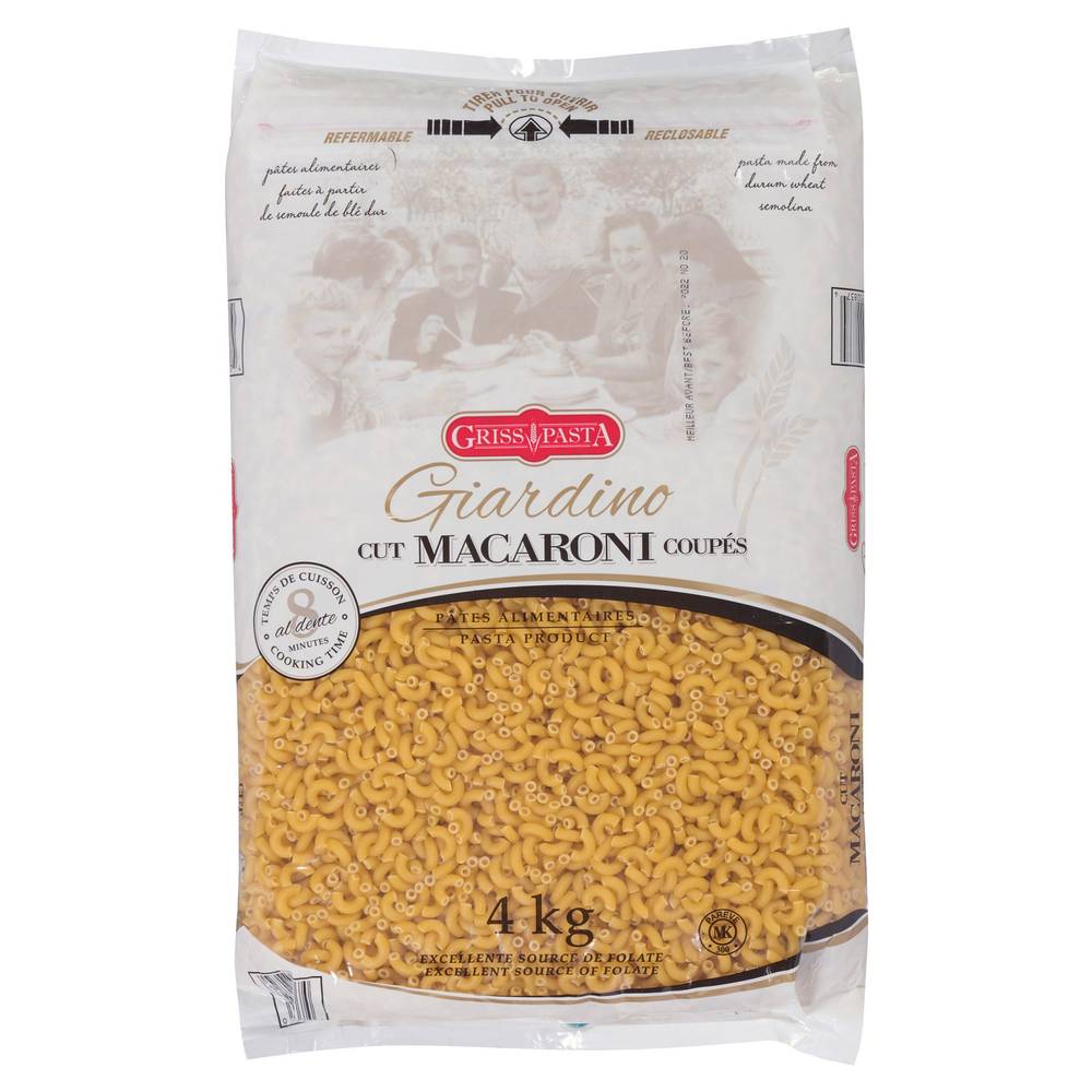 Grisspasta Giardino - Sac De Macaroni Coupés De 4 Kg