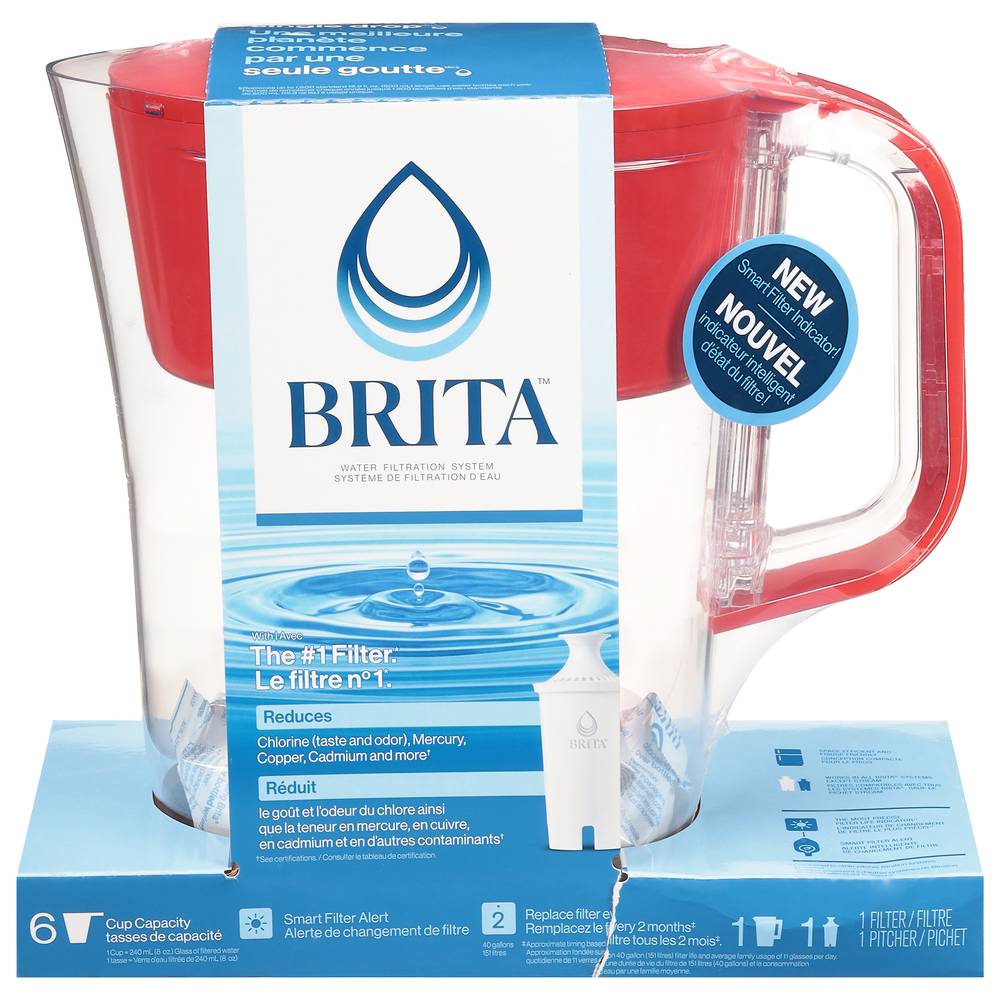 Brita Red Geyser Pitcher With Standard Filter