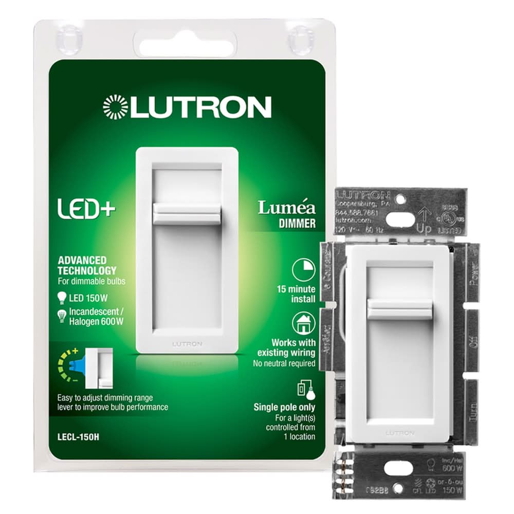 Lutron Lumea White 150 W Slide Dimmer Switch 1 Pk