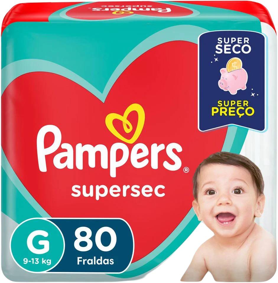 Pampers fralda descartável infantil supersec g (80 un)