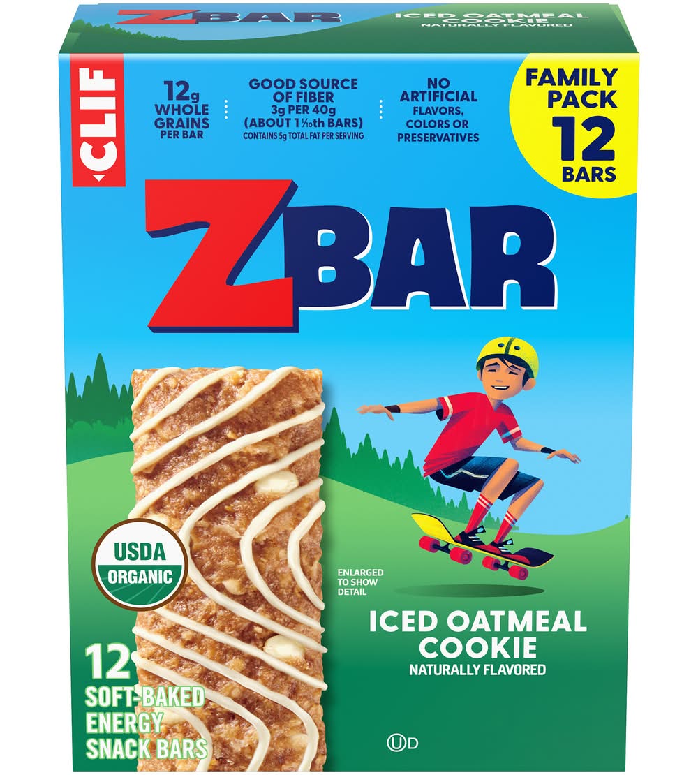 Zbar Soft Baked Iced Oatmeal Cookie Energy Snack Bars (12 x 1.27 oz)