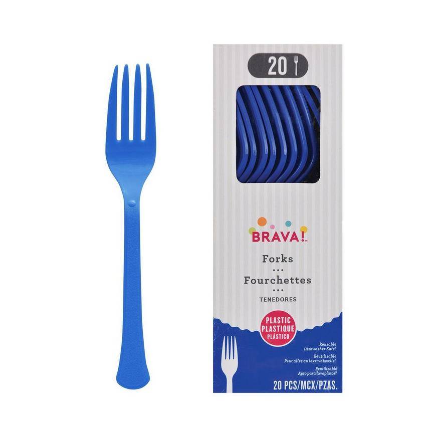 Royal Blue Plastic Forks, 20ct