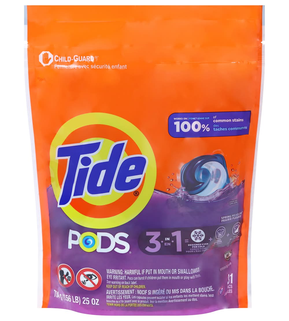 Tide Pods 3 in 1 Laundry Detergent, Spring Meadow (1.77 lbs, 31 ct)