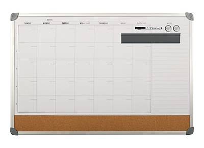 Quartet Magnetic Calendar Cork & Dry-Erase Whiteboard, Aluminum Frame, 36 x 24 (13770)