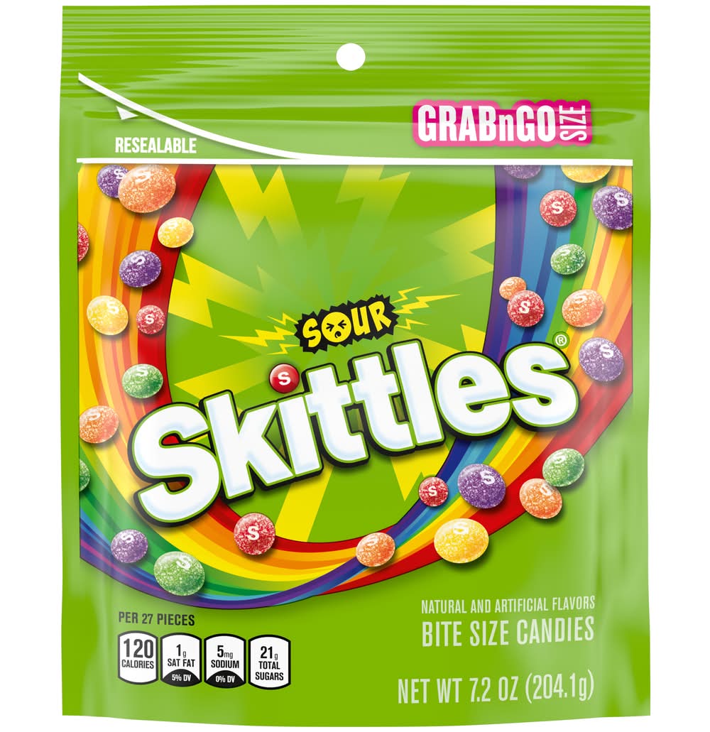 Skittles Grab N Go Bite Size Sour Chewy Candy (7.2 oz)