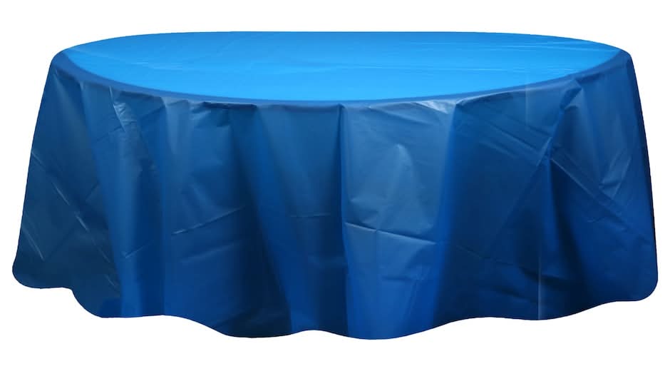 Plastic Round Table Covers, 84 in, Blue