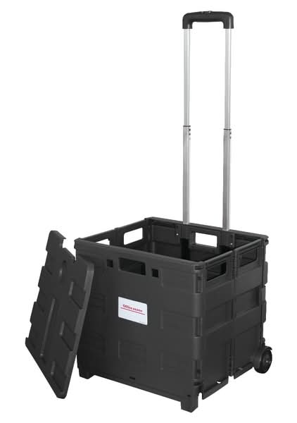 Office Depot® Brand Mobile Folding Cart With Lid, 16"H x 18"W x 15"D, Black