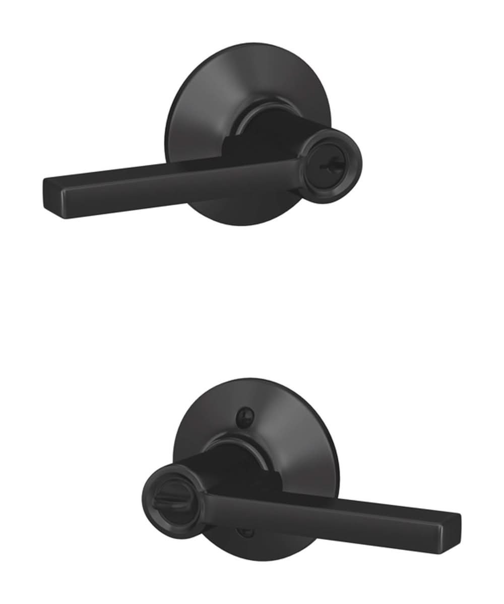 Schlage Latitude Matte Black Entry Door Knob 1-3/4 In.