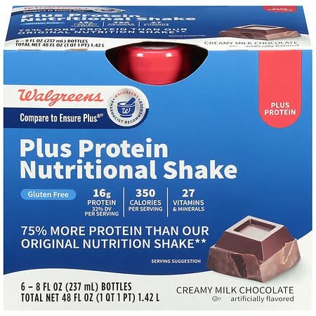 Walgreens Creamy Milk Chocolate Plus Protein Nutritional Shake (8 x 16 fl oz)
