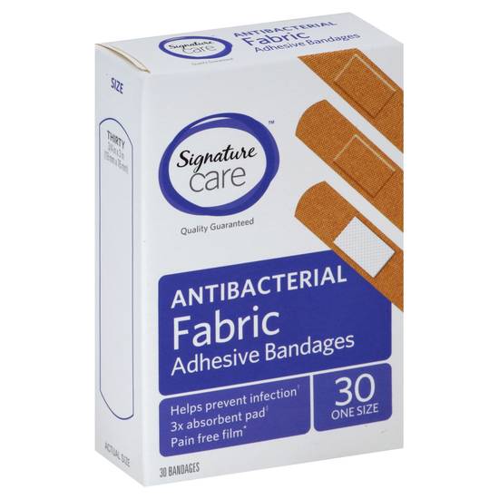 Signature Care Antibacterial Fabric Adhesive Bandages (30 ct)
