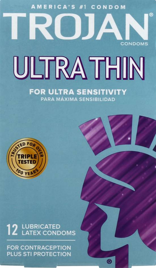Trojan Ultra Thin Lubricated Latex Condoms (12 ct)