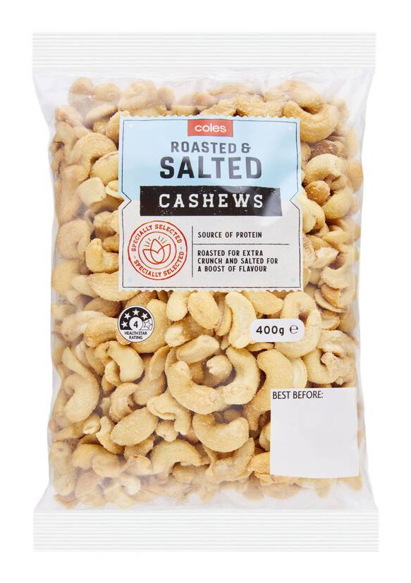Coles Roasted & Salted Cashews 400g