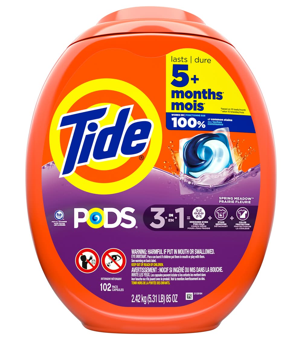 Tide 3-In-1 Pods Laundry Detergent, Spring Meadow (5.31 lbs, 102 ct)