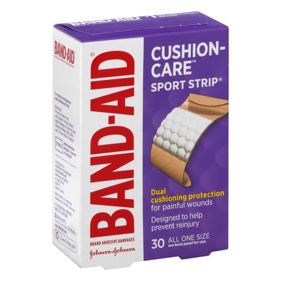 Band Aid Cushion-Care Sport Strips (30 ct)