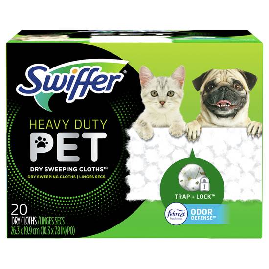Swiffer Heavy Duty Pet Dry Sweeping Cloth Refills With Febreze (20 ct)
