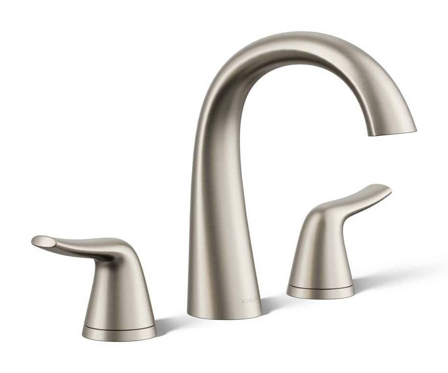Kohler Widespread Double Handle Bathroom Faucet in, 8 in, Vibrant Brushed Nickel