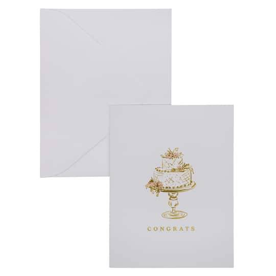 Gold Wedding Cake Congrats Blank Greeting Card Set By Celebrate It